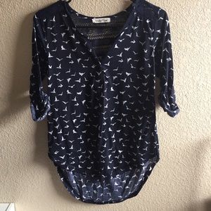 Wishful Park navy blue quarter sleeve top